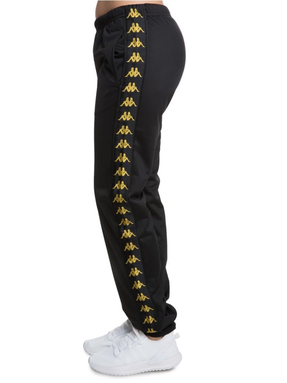 Kappa Black Sweat Pants with Gold Logo Side Tape Size L